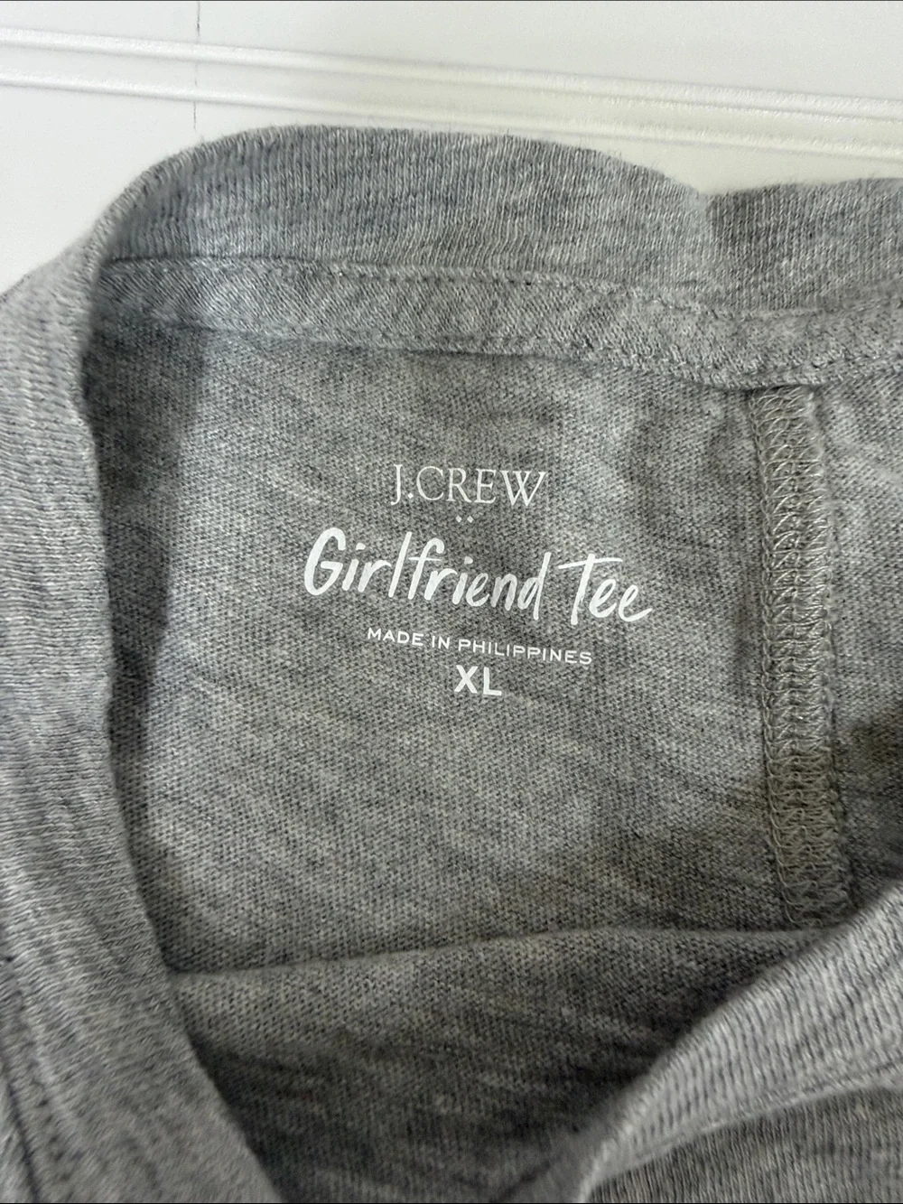 (347)J.Crew Girlfriend Tee XL Gray 100% Cotton Relaxed Short Sleeve T-Shirt